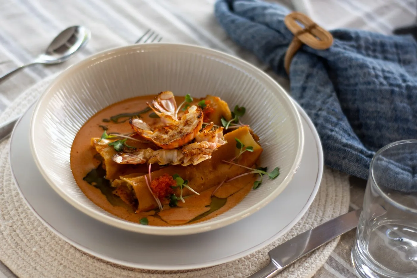 Lobster cannelloni in bisque