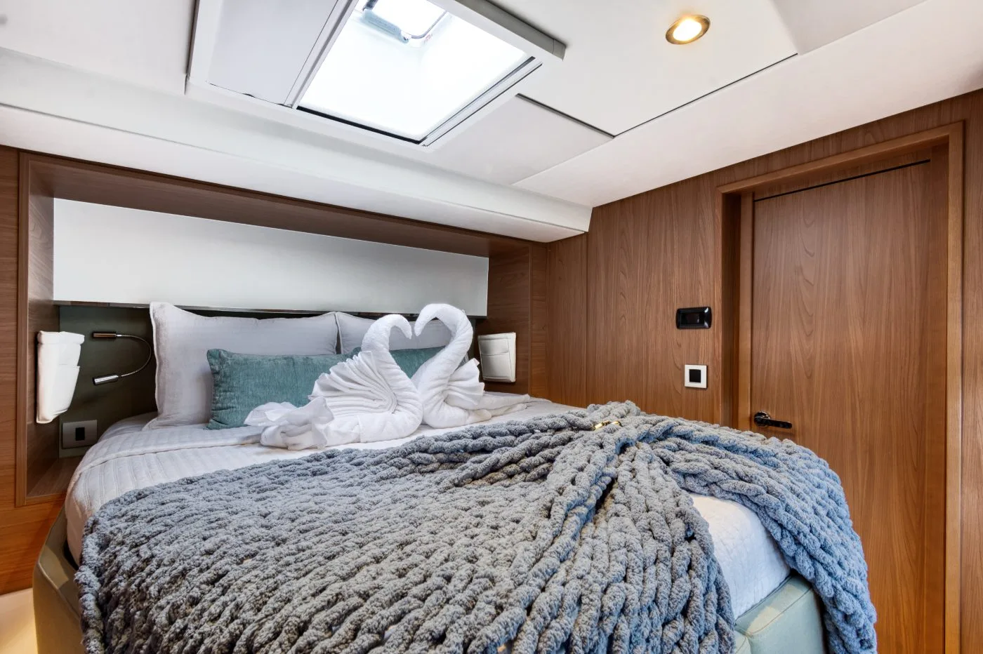 Master cabin turn-down with swan-folded towels