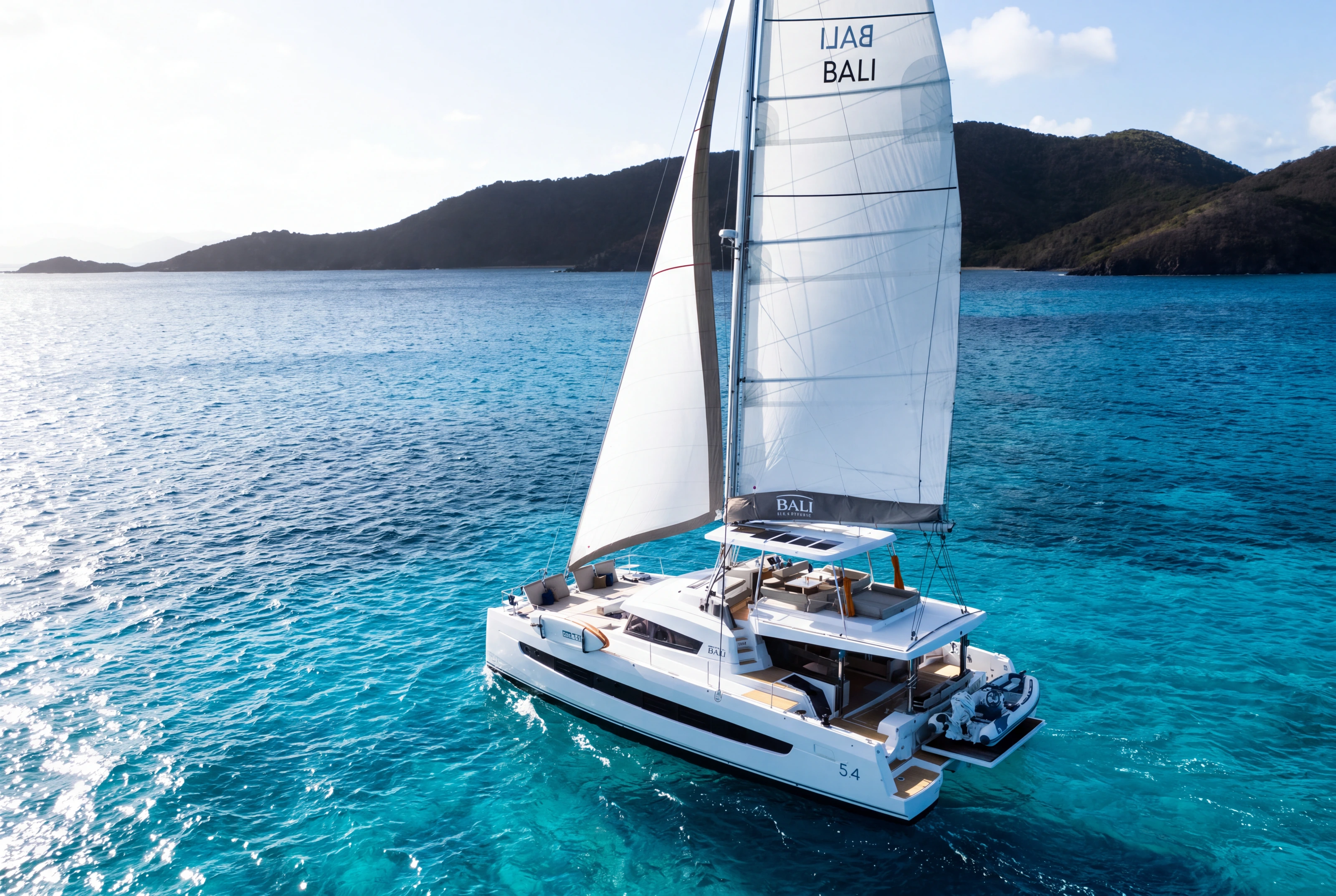 Allegra catamaran under sail in the Caribbean