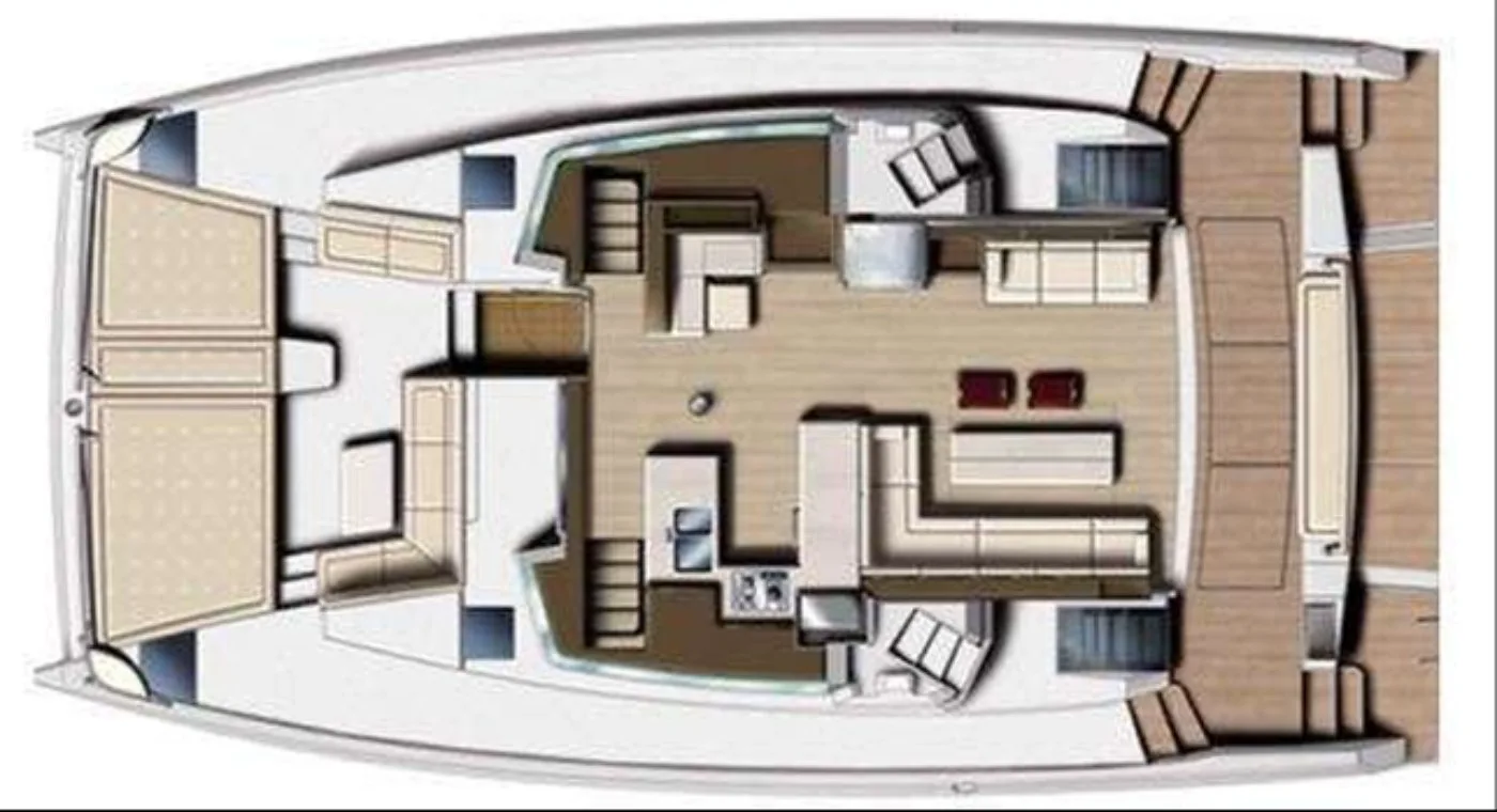 Top deck plan — flybridge and main deck